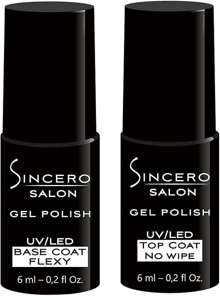 Rinkinys Sincero Salon Base coat Flexy 6 ml + Top coat No wipe 6 ml