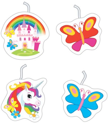 AMSCAN Mini świeczki Jednorożec, 4 sztuki (9902109)