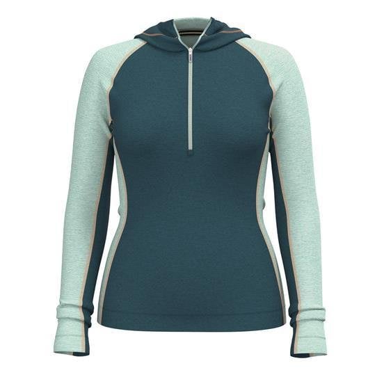 W'S Classic Thermal Merino Base Layer 1/2 Zip Hoodie Boxed, P09 | twilight/arctic green, L