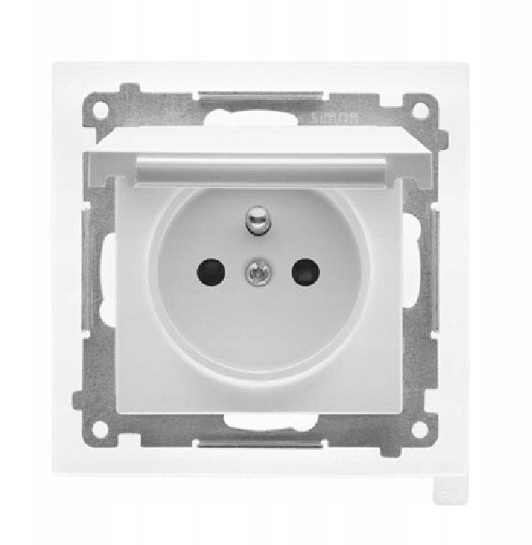 Simon 55 Gniazdo do wersji IP44 z uszczelką (moduł), szybkozłącza. Klapka w kolorze pokrywy Jasnoszary mat TGZ1BCZ.01/114