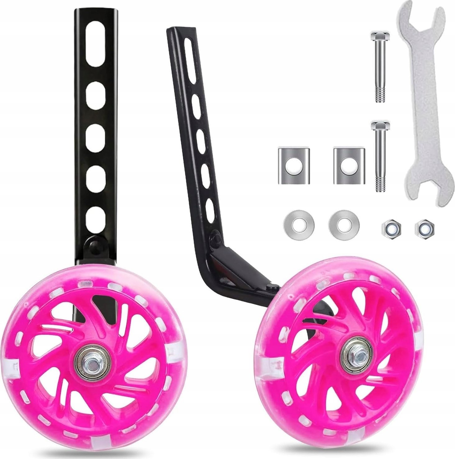 Korbi KÓŁKA PODPOROWE BOCZNE DO ROWERU DLA DZIECI 12-20" LED RÓŻOWE