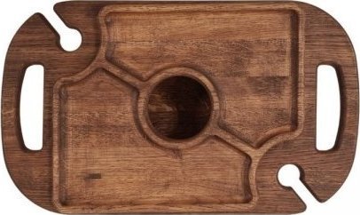 Dębowy stoliczek śniadaniowy z dodatkową tacką - ciemny dąb nr15