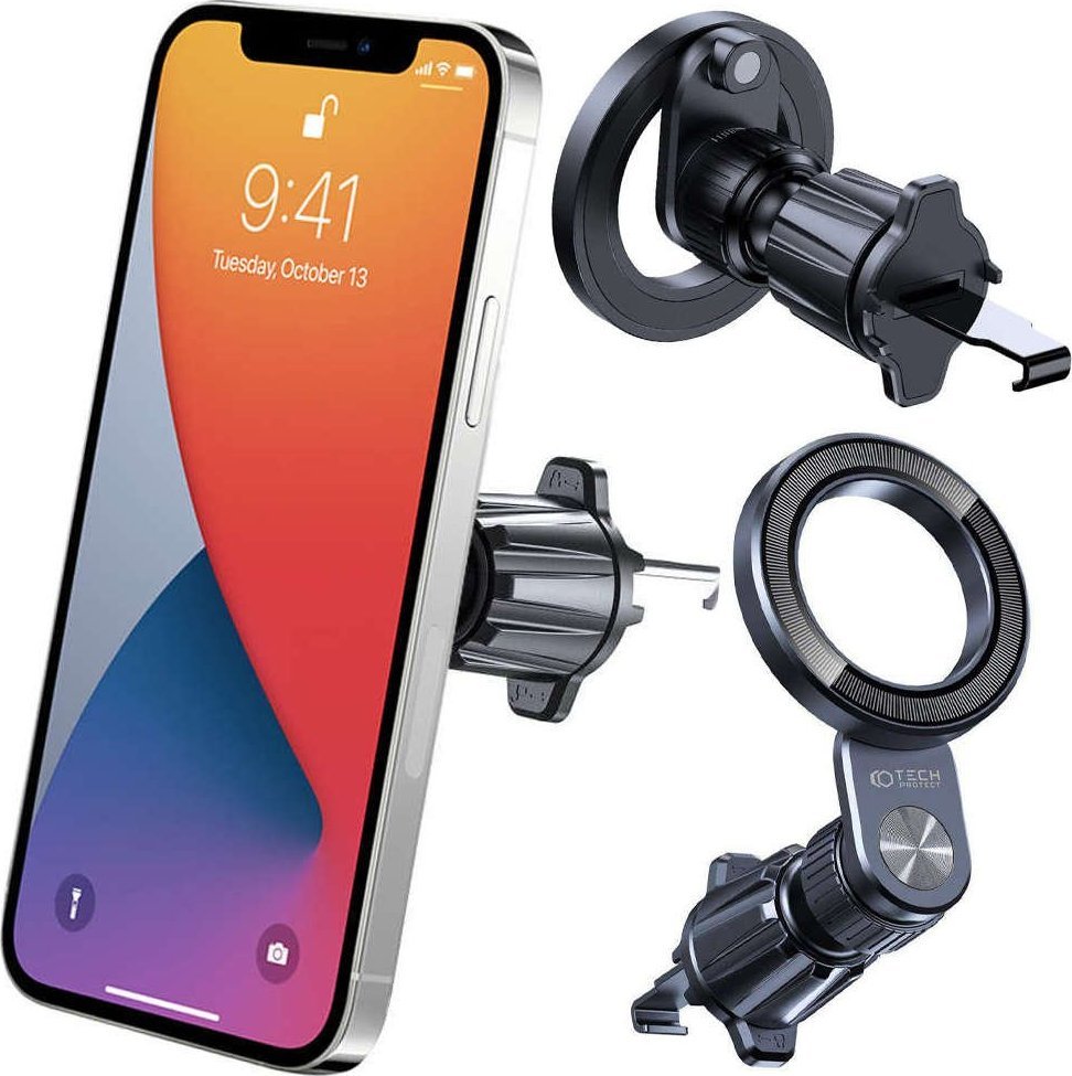 4kom.pl Uchwyt samochodowy Magnetic MagSafe Vent Car Mount uchwyt do auta do telefonu do kratki wentylacyjnej do MagSafe Czarny