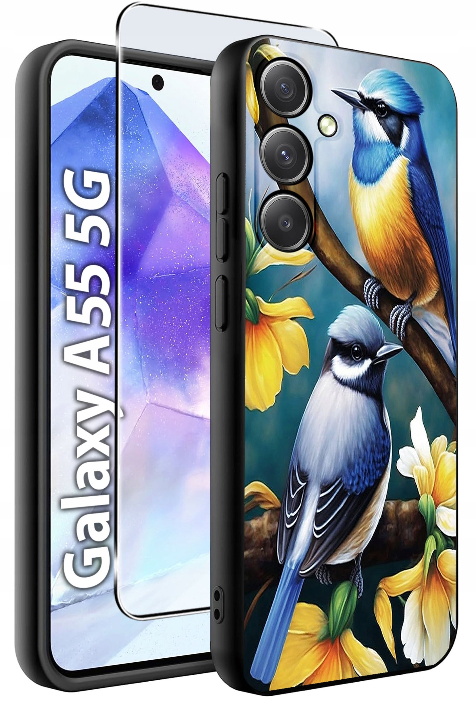 ETUI do Samsung A55 5G WZORY | SILIKONOWE MATT CASE + SZKŁO HARTOWANE 9H