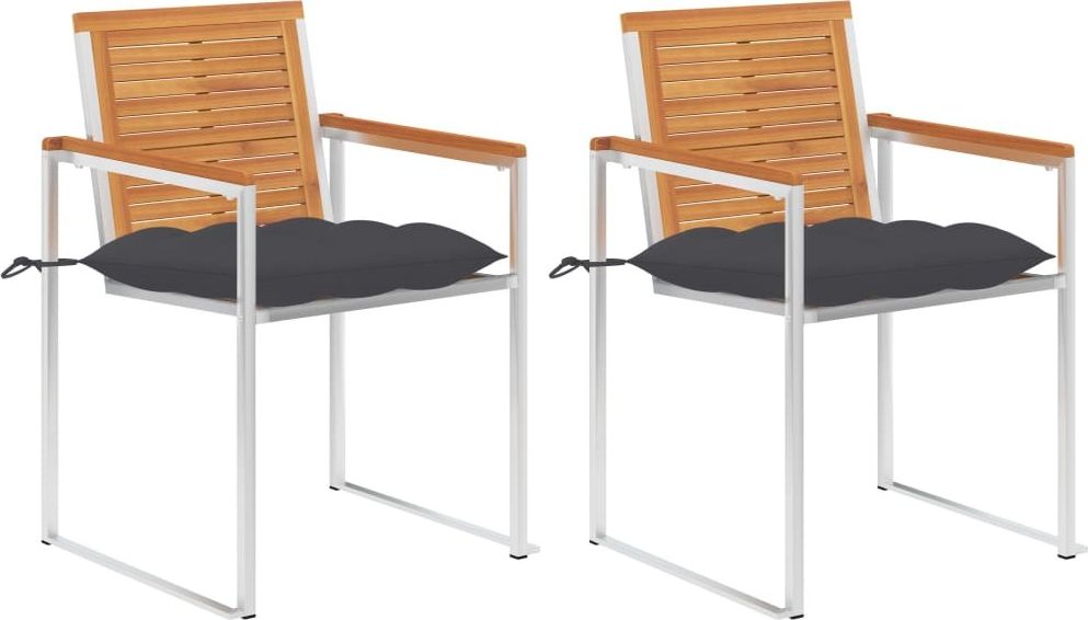 vidaXL Krzesła ogrodowe z poduszkami 2 szt. drewno akacjowe i stal (3061503)