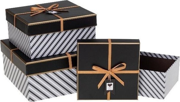 Rozette Pudełko prezentowe z kokardą 3szt czarny