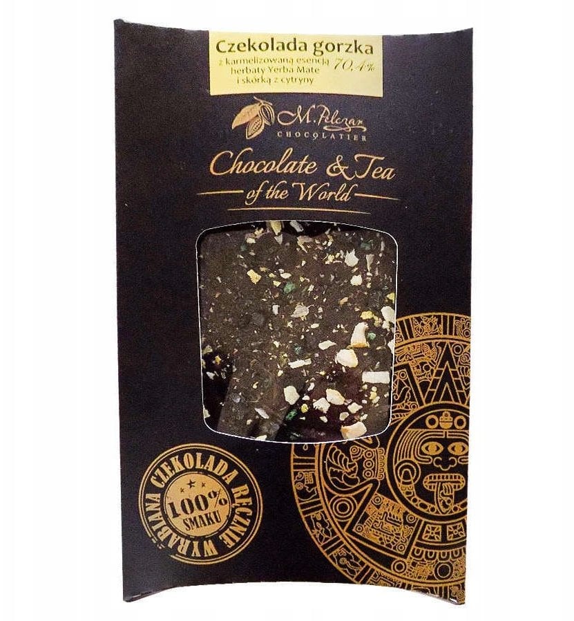 M.Pelczar Chocolatier Gorzka czekolada z karmelizowaną esencją yerba mate i skórką cytrynową 85g