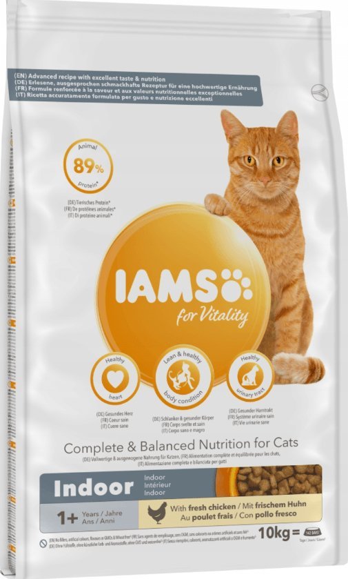 IAMS IAMS-Sucha karma for Vitality Indoor dla dorosłych i starszych kotów niewychodzących z domu, kurczakiem 10kg