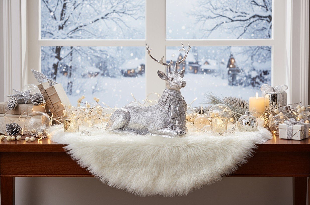 Figurka ozdobna Jeleń 20 cm srebrny 172076