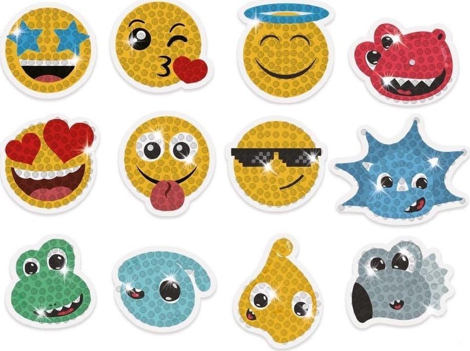 DP Craft HAFT DIAMENTOWY - NAKLEJKI EMOTIKONY x DINOZAURY