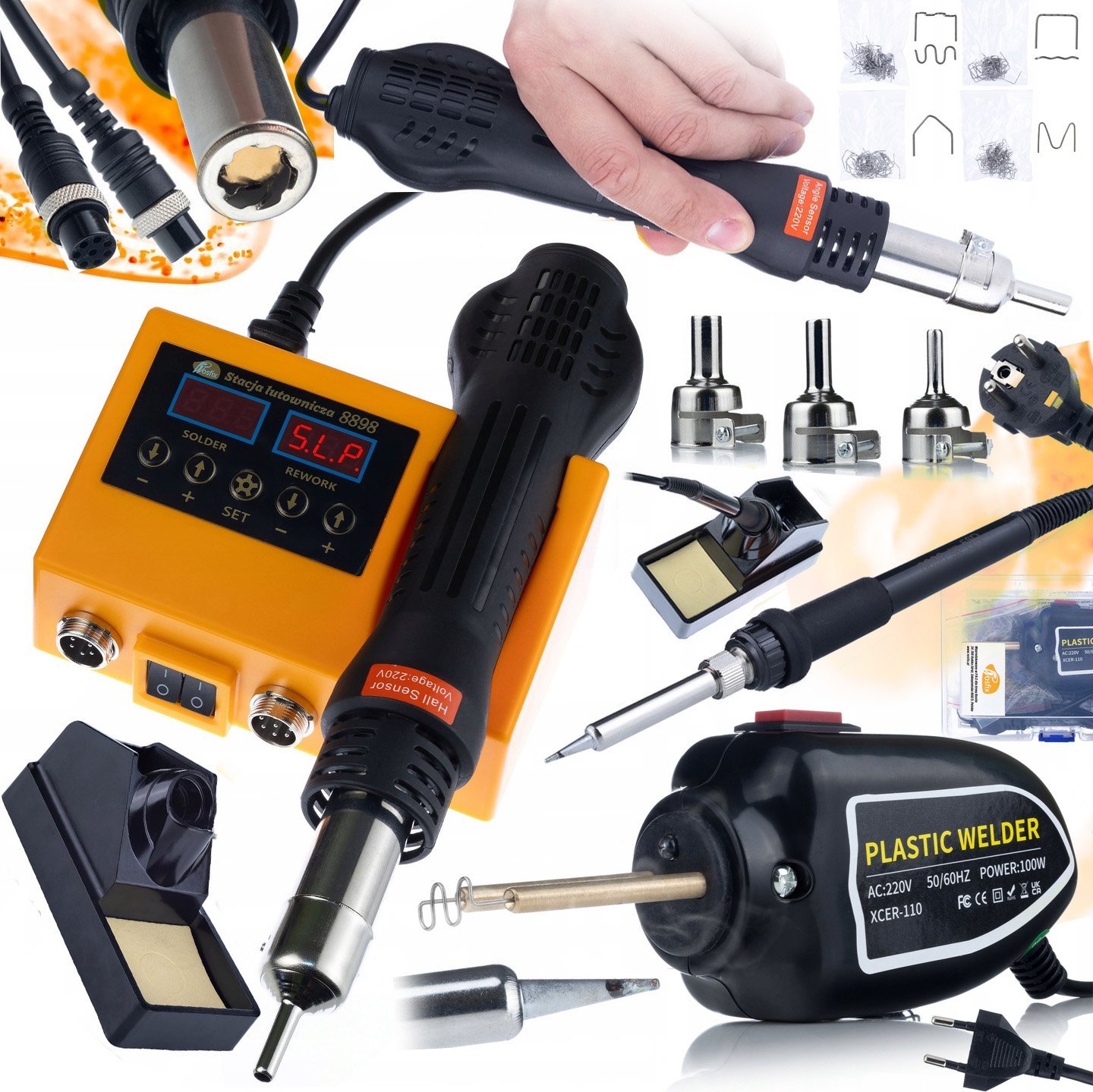 Rosfix ZESTAW STACJA LUTOWNICZA LUTOWNICA HOT-AIR ROSFIX 660W + SPAWARKA ZSZYWACZ