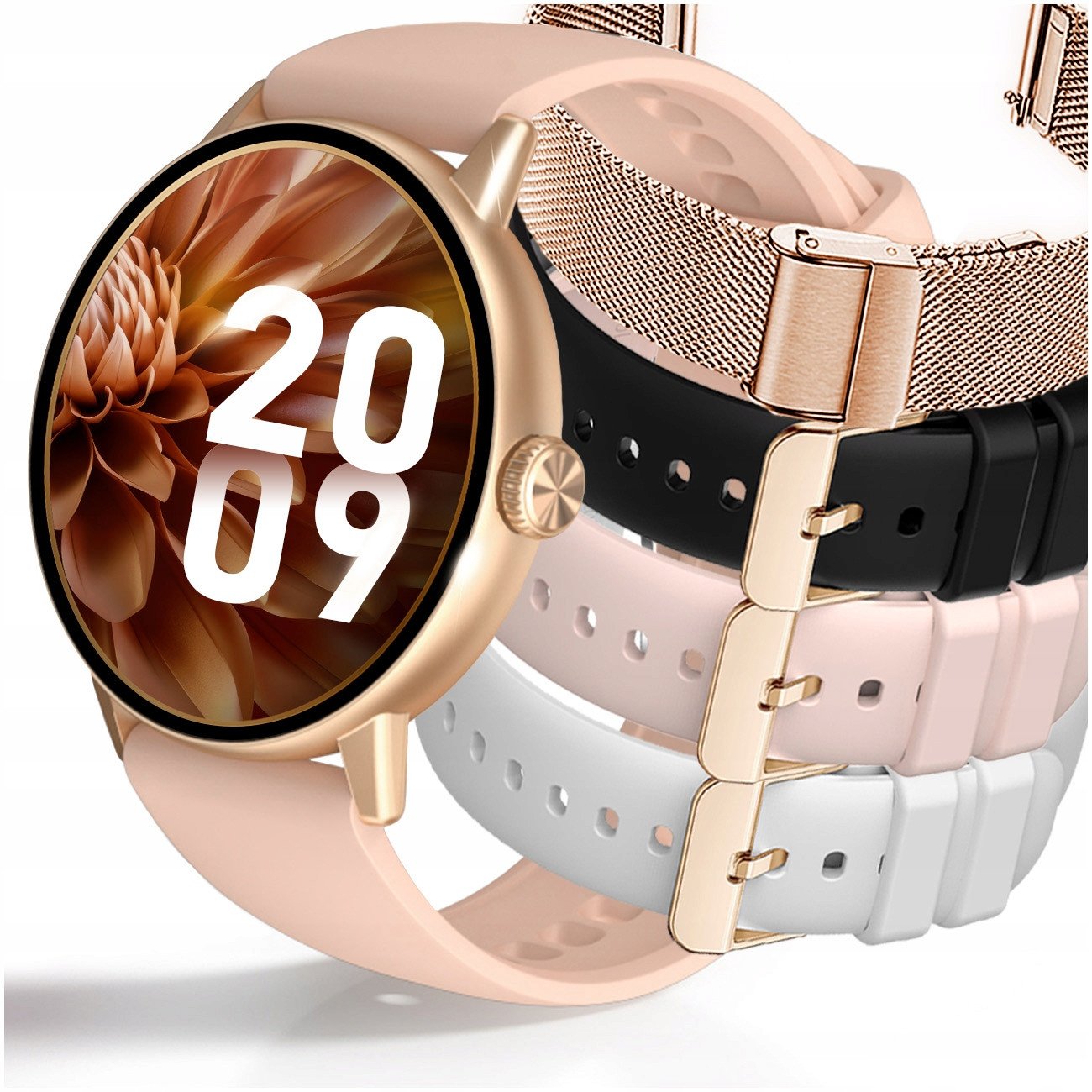 SMARTWATCH DAMSKI ZEGAREK MENU PL ROZMOWY CYKL DYKTAFON ZDJĘCIA 4 paski
