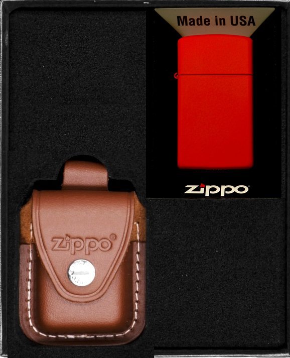 Zestaw ZIPPO Zapalniczka RED MATTE SLIM Prezentowy No2