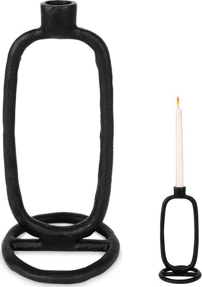 Home Styling Collection Świecznik na długą świeczkę aluminiowy czarny 24 cm