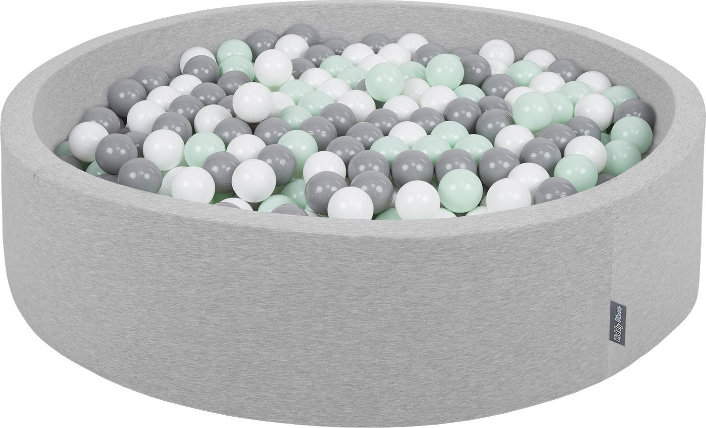 KiddyMoon KiddyMoon Suchy basen okrągły z piłeczkami 7cm 120x30 jasnoszary: biały-szary-mięta 120x30/600piłek Zabawka basen piankowy