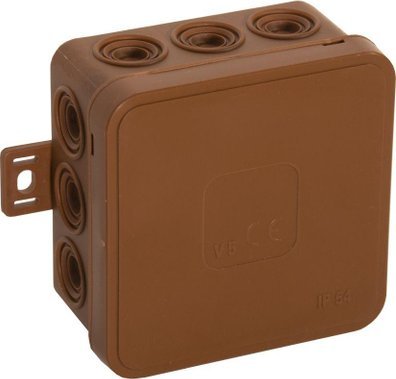 ViPlast Puszka natynkowa pusta 12 wlotów VIPLAST V5 klik BRĄZOWA IP54 75x75x41mm 035-02