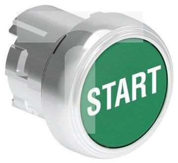 Metalowy przycisk fi22mm kryty samoczynny powrót z symbolem START Zielony LPSB1163