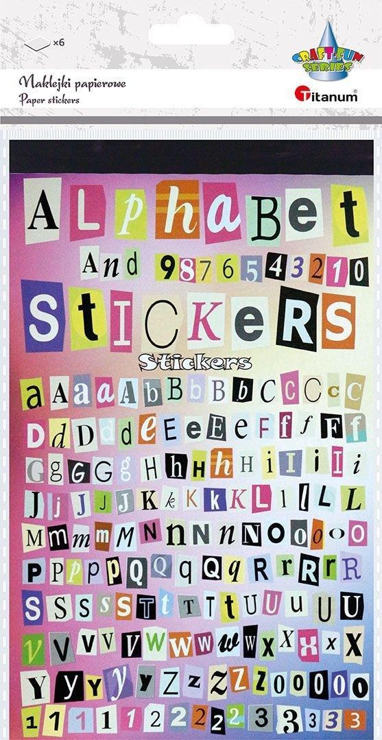 Titanum Naklejki papierowe 6 plansz litery i cyfry 1362szt