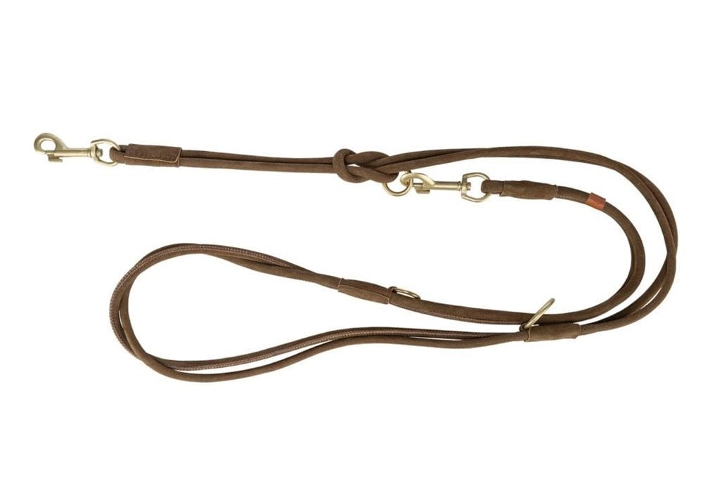 Pure, smycz regulowana, dla psa, sk�rzana, br�zowa, S: 2 m/10 mm, okr�g�a