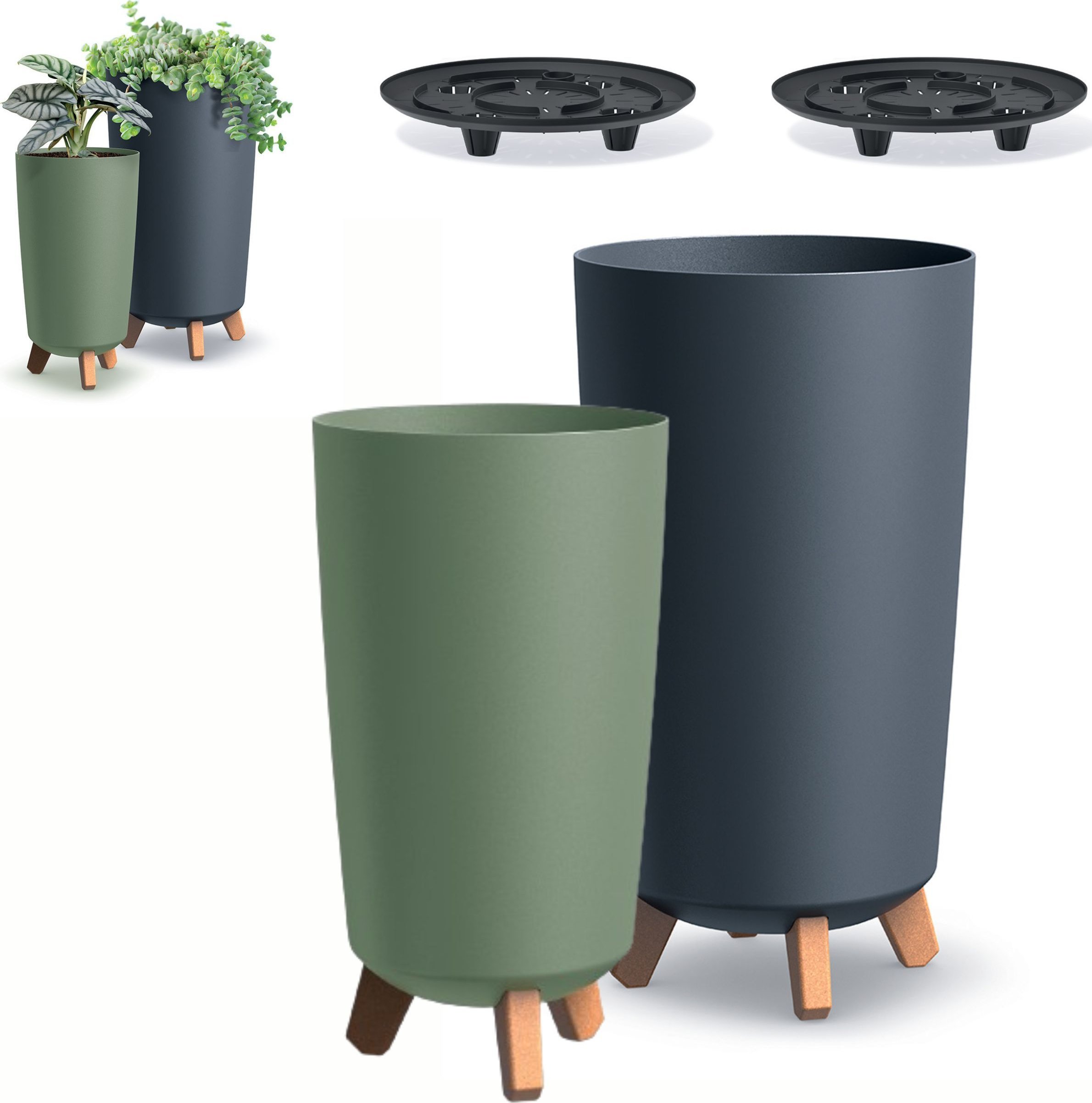 Prosperplast 2x Doniczka okrągła na nóżkach GRACIA DGTL200 + DGTL240