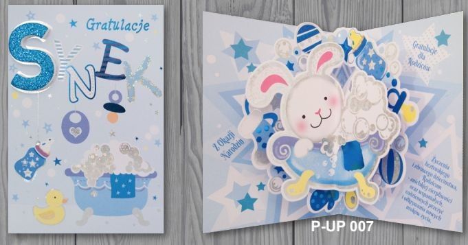 Panorama Kartki karnet Premium + koperta P-UP-007 Narodziny Synek Panorama