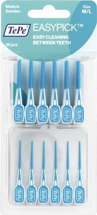 TePe EasyPick szczoteczki/wykałaczki międzyzębowe z etui M/L Niebieskie 36szt