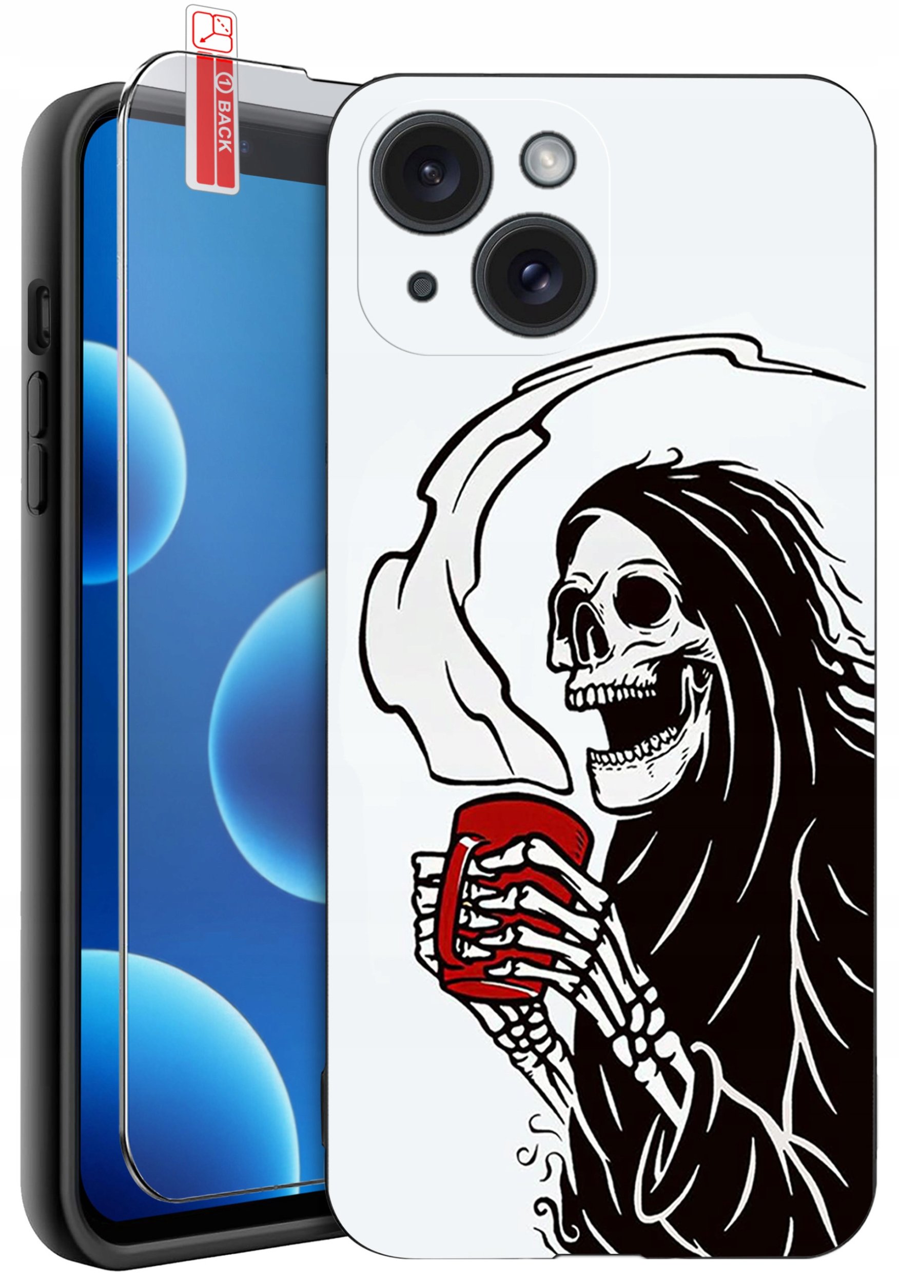 ETUI do iPhone 13 | 14 | WZORY | SILIKONOWE MATT CASE + SZKŁO 9H