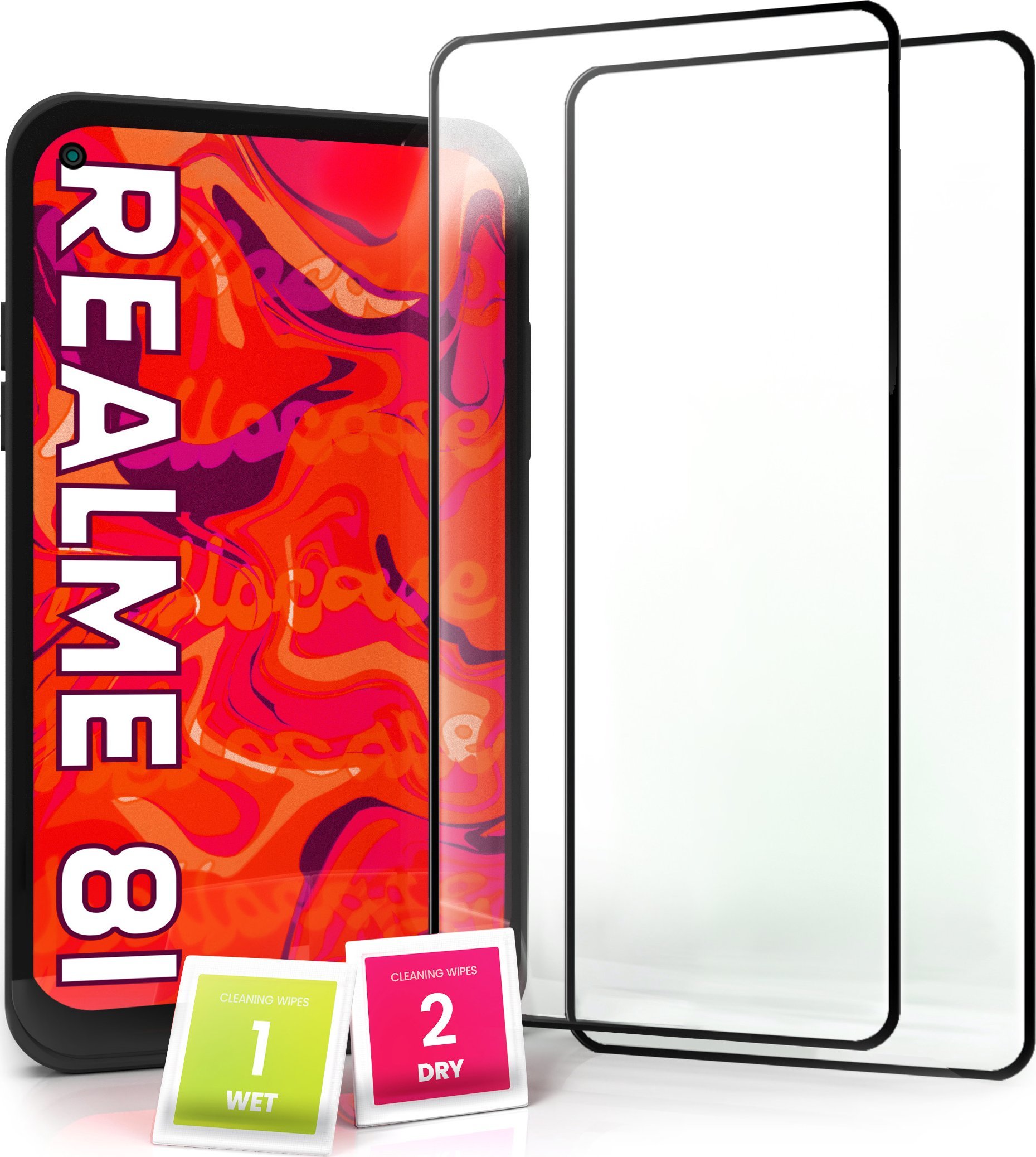 Hello Case 2-pak Szkło Hartowane do Realme 8i Ochronne Pełne Na cały ekran 5D 9H