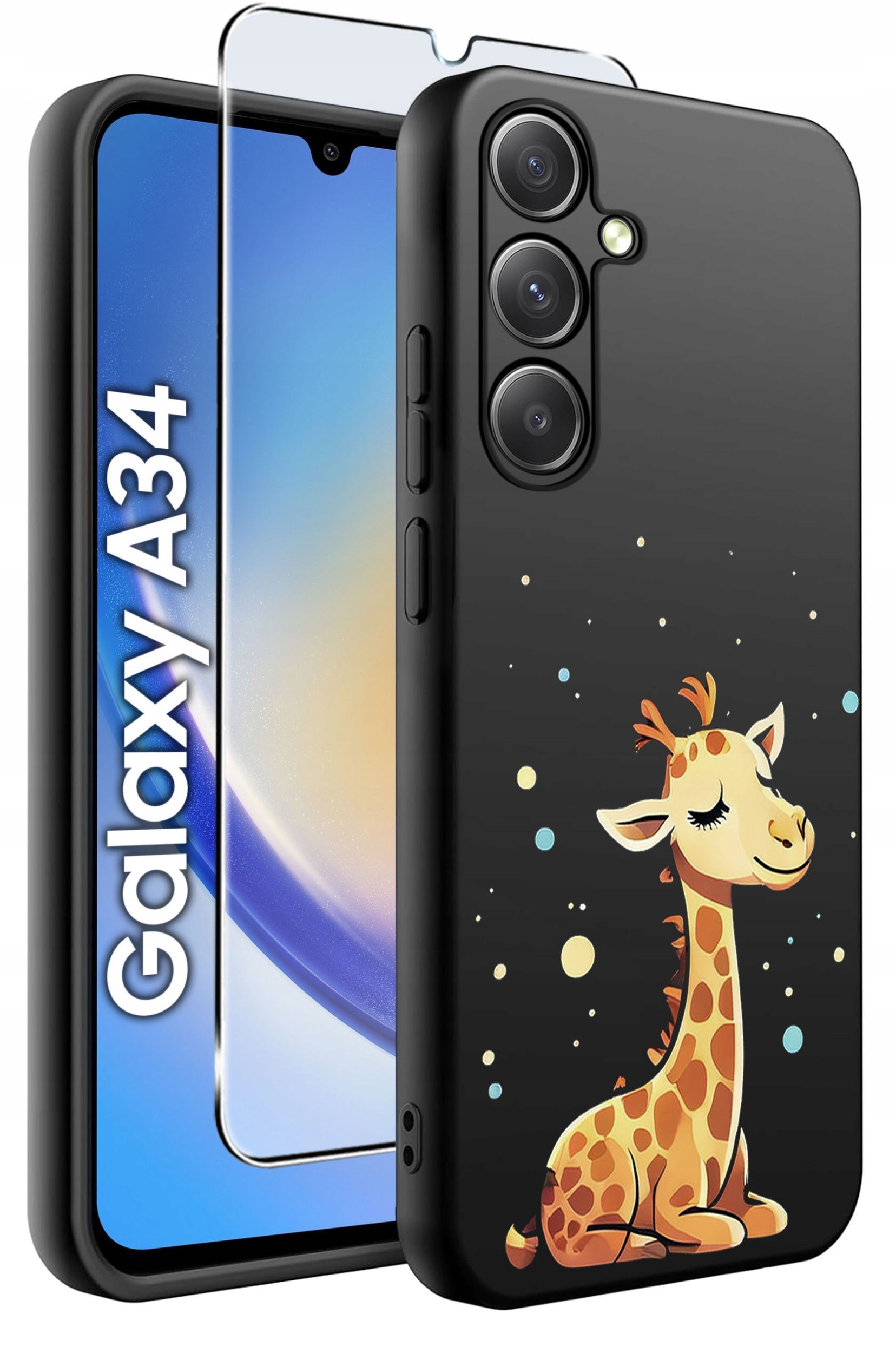 ETUI do Samsung A34 5G WZORY | SILIKONOWE MATT CASE + SZKŁO 9H