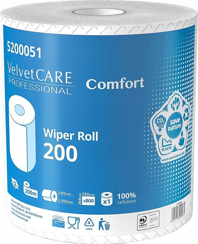 Velvet Czyściwo w rolce Velvet Care Comfort 200m 2w celuloza białe