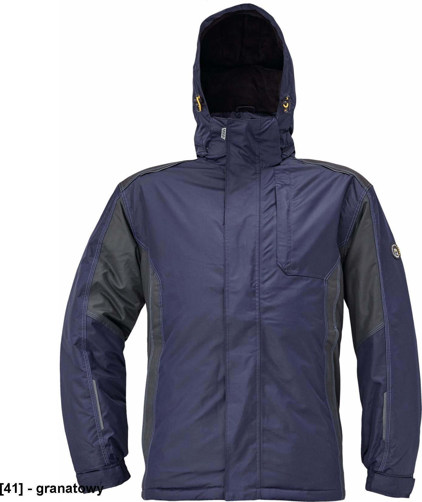 CERVA DAYBORO parka - męska kurtka zimowa, odpinany kaptur, polar kołnierz i w kapturze, odblaskowe elementy, 100% poliester - ciemnobrązowy XXL