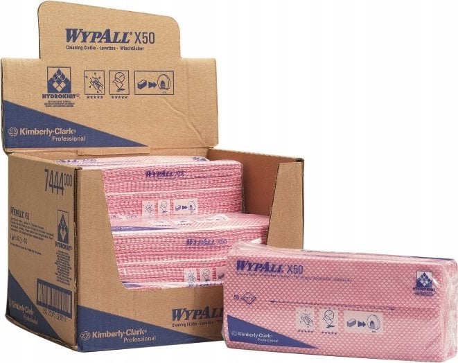 WYPALL Kimberly-Clark Wypall X50 - Ściereczki do czyszczenia w składce - Czerwone