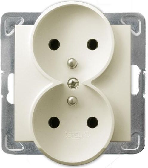 Ospel Gniazdo Impresja podwójne z uziemieniem ecru (GP-2YRZ/m/27)