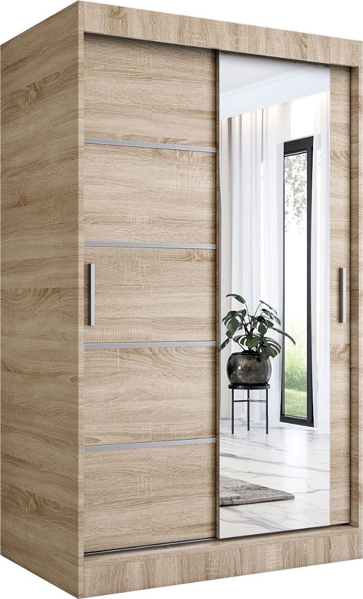 MKPOL Szafa przesuwna MODUO COMFORT 2 120 dąb sonoma z lustrem