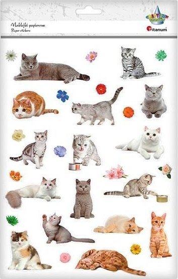 Titanum Naklejki papierowe koty, kwiaty 32szt.