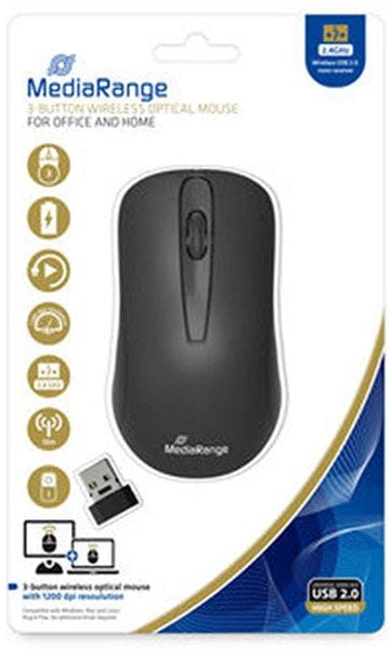 MediaRange MROS209 myszka Biuro Po prawej stronie RF Wireless Optyczny 1200 DPI
