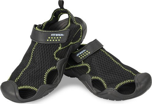 Sandały sportowe męskie z przewiewnej siateczki na rzepy czarne 39