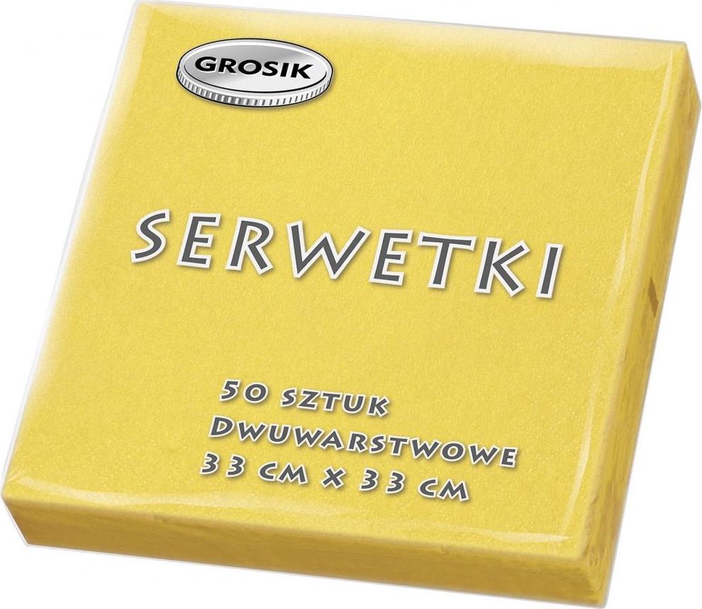Grosik GROSIK Serwetki Stołowe - Żółte - 33x33 (1 Opakowanie 50 Sztuk)