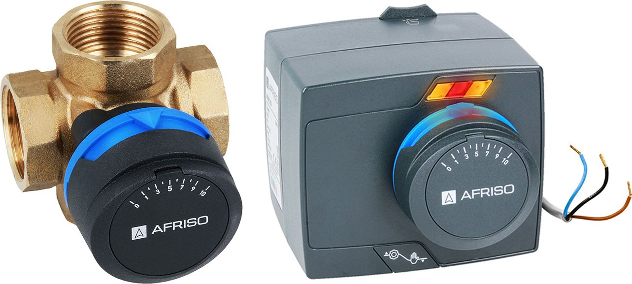 Afriso Zestaw regulacyjny ProClick: 4-drogowy obrotowy zawór mieszający ARV 484 ProClick, z siłownikiem elektrycznym ARM 343 ProClick (TG.AF-1348444)