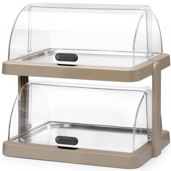 Hendi Witrynka chłodząca podwójna bufetowa z pokrywą roll-top Duo UNIQ beżowa