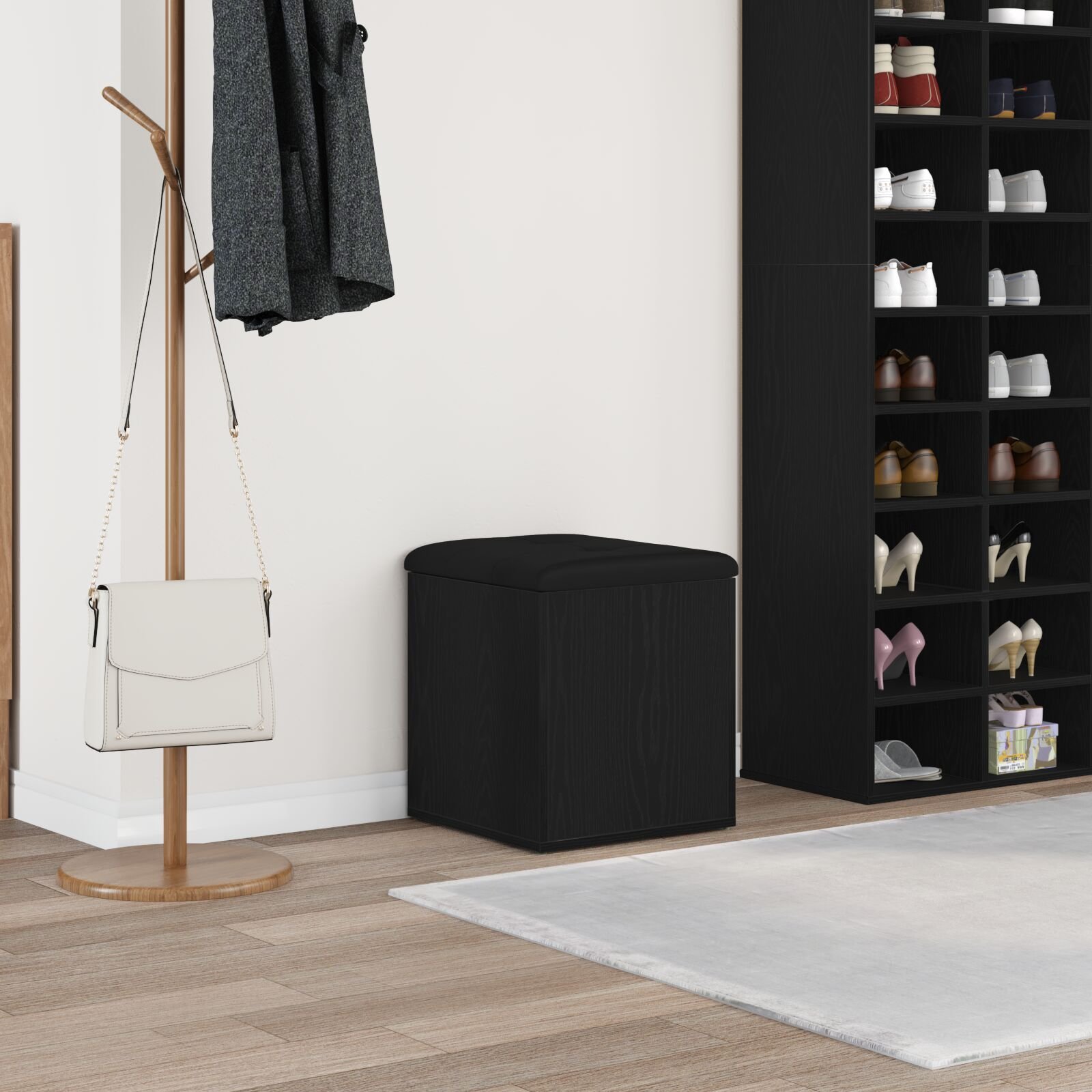 Ławka do przechowywania vidaXL Czarny dąb Drewno 42 x 42 x 45 cm