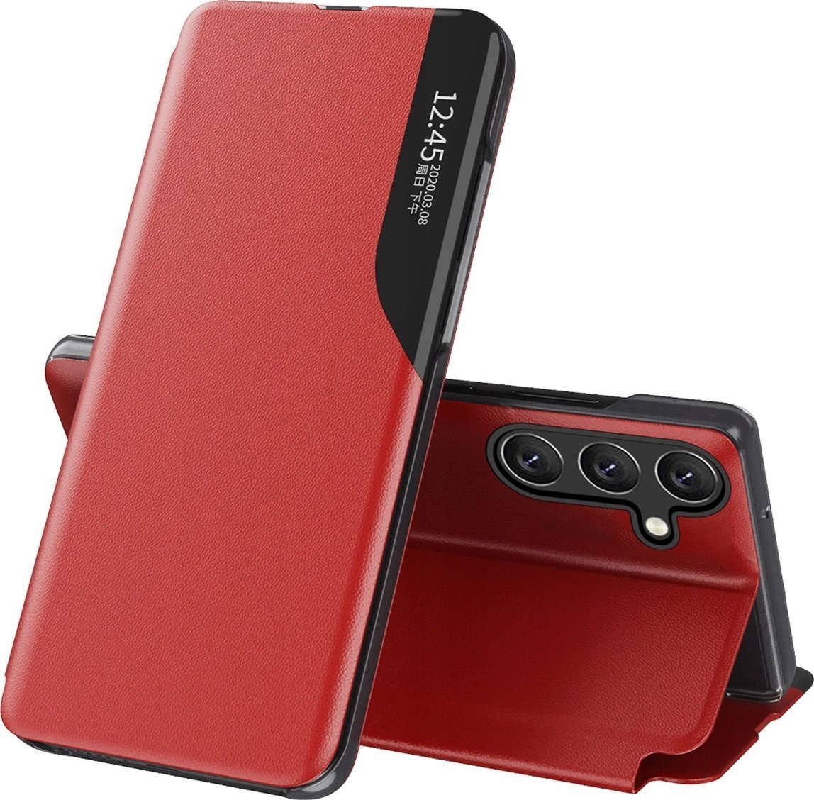 Hurtel Eco* Leather View Case etui do Samsung Galaxy S25+ z klapką i podstawką - czerwone