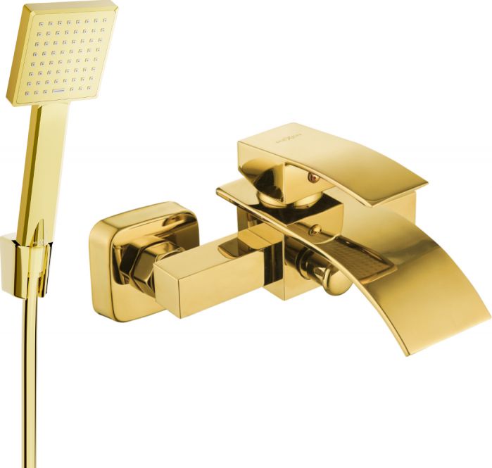 Mexen Mexen Aries R45 bateria wannowa z zestawem prysznicowym, złota - 74483R45-50