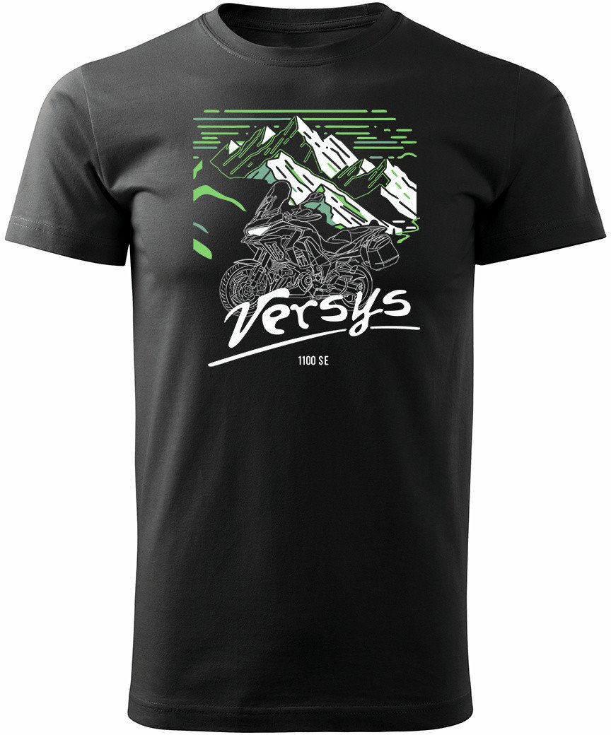 Koszulka motocyklowa z motocyklem na motor Kawasaki Versys 1100 SE męska czarna L