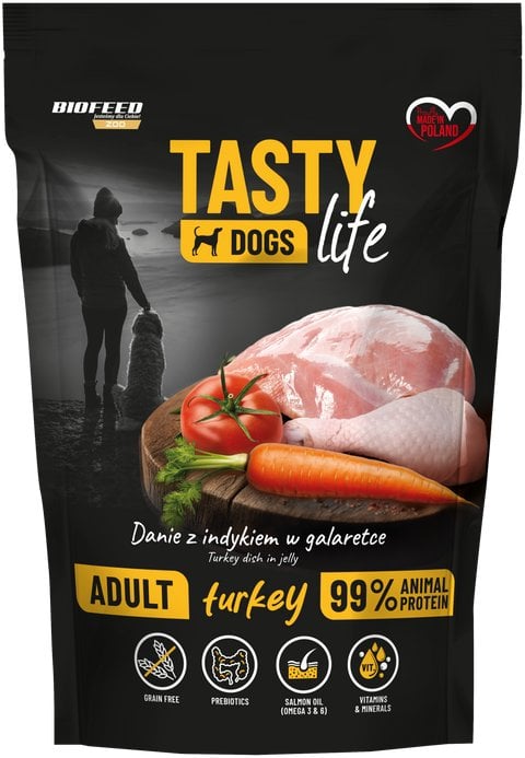 BIOFEED Tasty dog life indyk 90% saszetka 500g