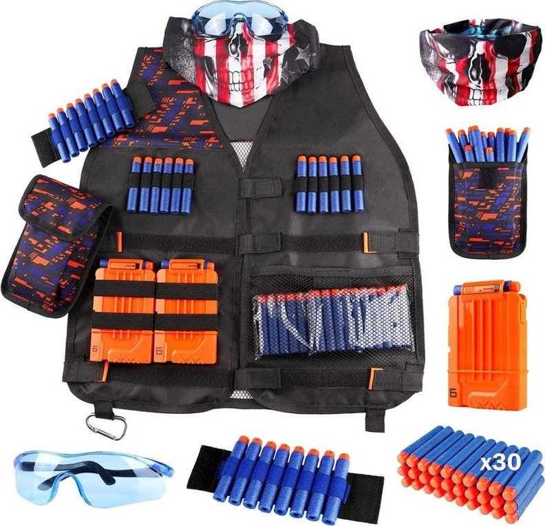 Modi Home Akcesoria do Nerf kamizelka, 30 strzałek, okulary