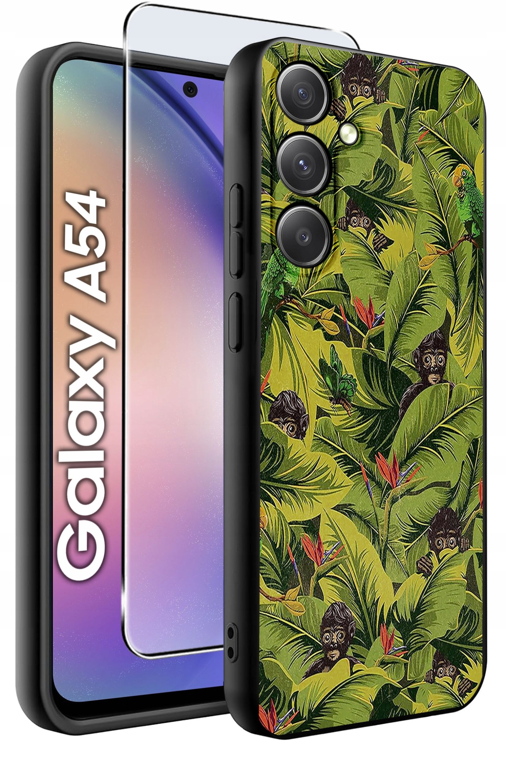 ETUI do Samsung A54 5G WZORY | SILIKONOWE MATT CASE + SZKŁO 9H