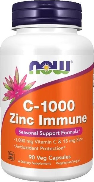 NOW Foods NOW Foods - Witamina C + Cynk, C-1000 Zinc Immune, 90 vkaps