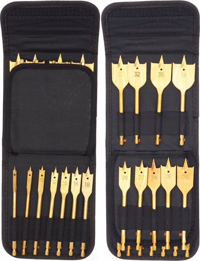 Wiertło Falon-Tech WIERTŁA ŁOPATKOWE PIÓRKOWE PŁASKIE DO DREWNA 16szt