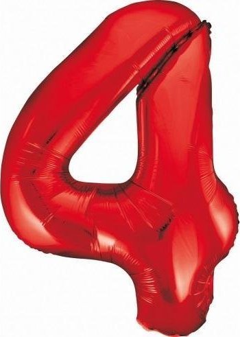 GoDan Balon foliowy Cyfra 4 czerwona, 85cm